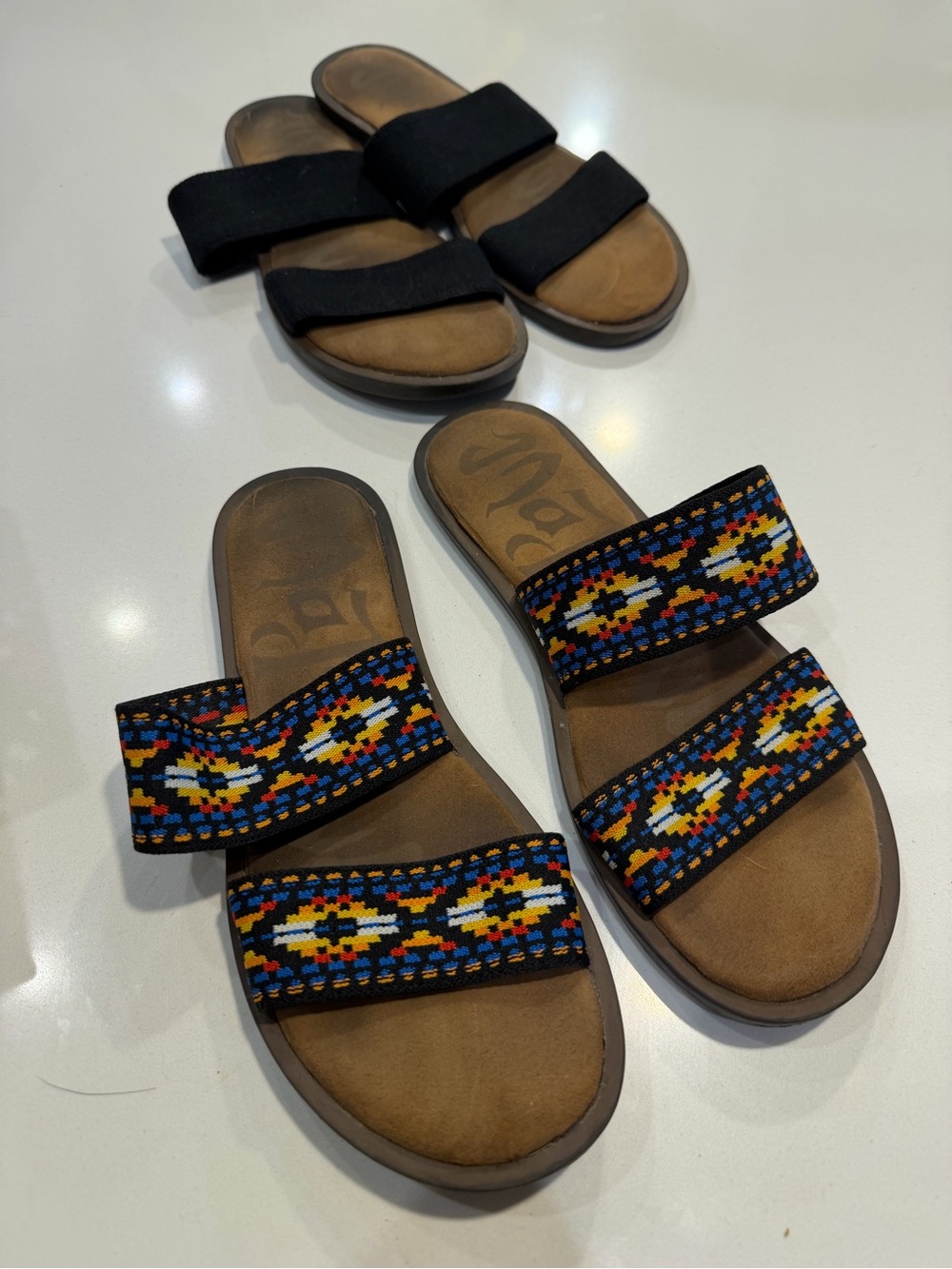 Madpole Beaded Double-Strap Slide Sandals - Black Multicolor size 6